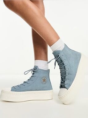Suede High-Top Platform Converse in Slate Blue 🩵🦋